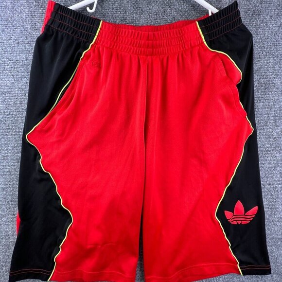 Adidas Shorts Mens Large Orange Black Workout Gym Drawstring Pockets Active - Picture 1 of 13